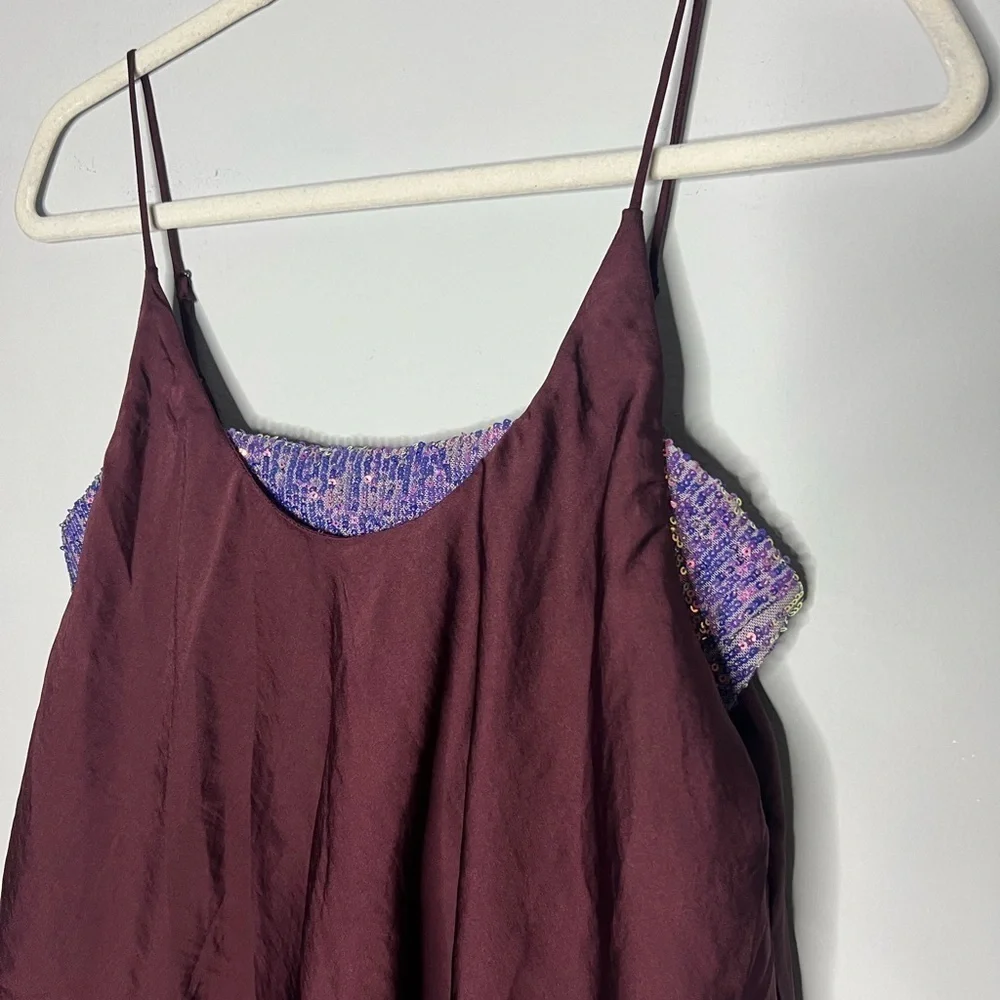 Free People Turn It On Cami with sequin layer Medium